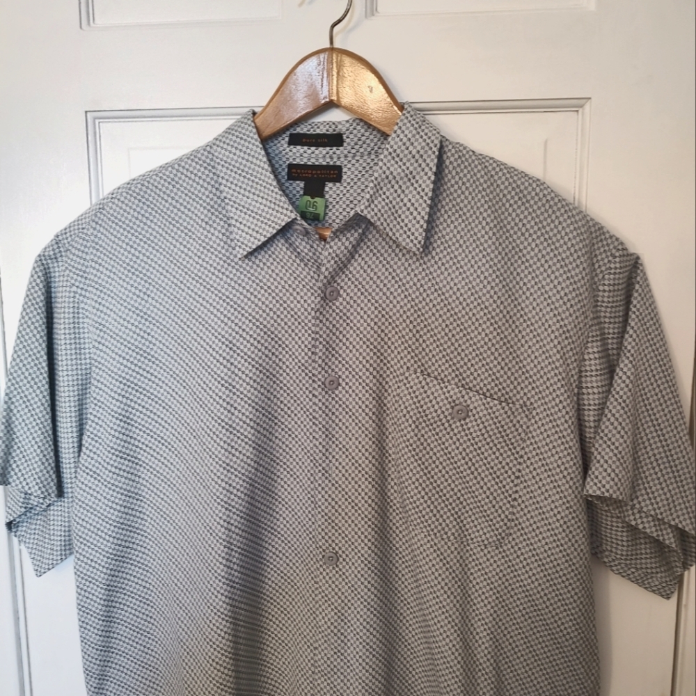 Men's Blue Patterned Silk Shirt